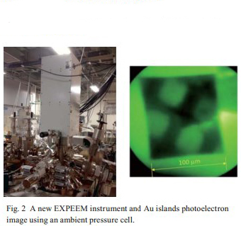 Fig. 2 A new EXPEEM instrument and Au islands photoelectron image using an ambient pressure cell.